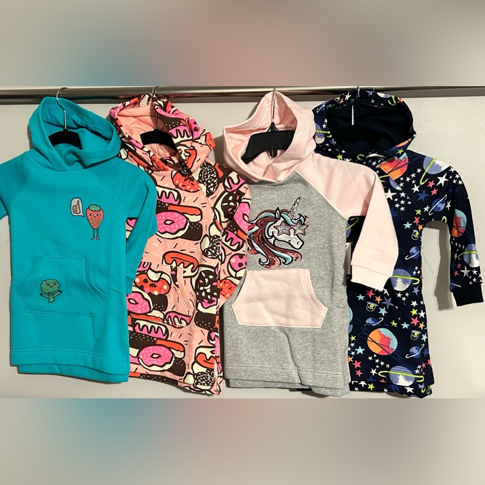 NWT 2T Sweatshirt Dresses Hoodie Fleece Tunic Long Girls